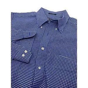 Chaps Ralph Lauren Oxford LS Button Front Shirt‎ Blue/White Plaid L 16-16 1/2"